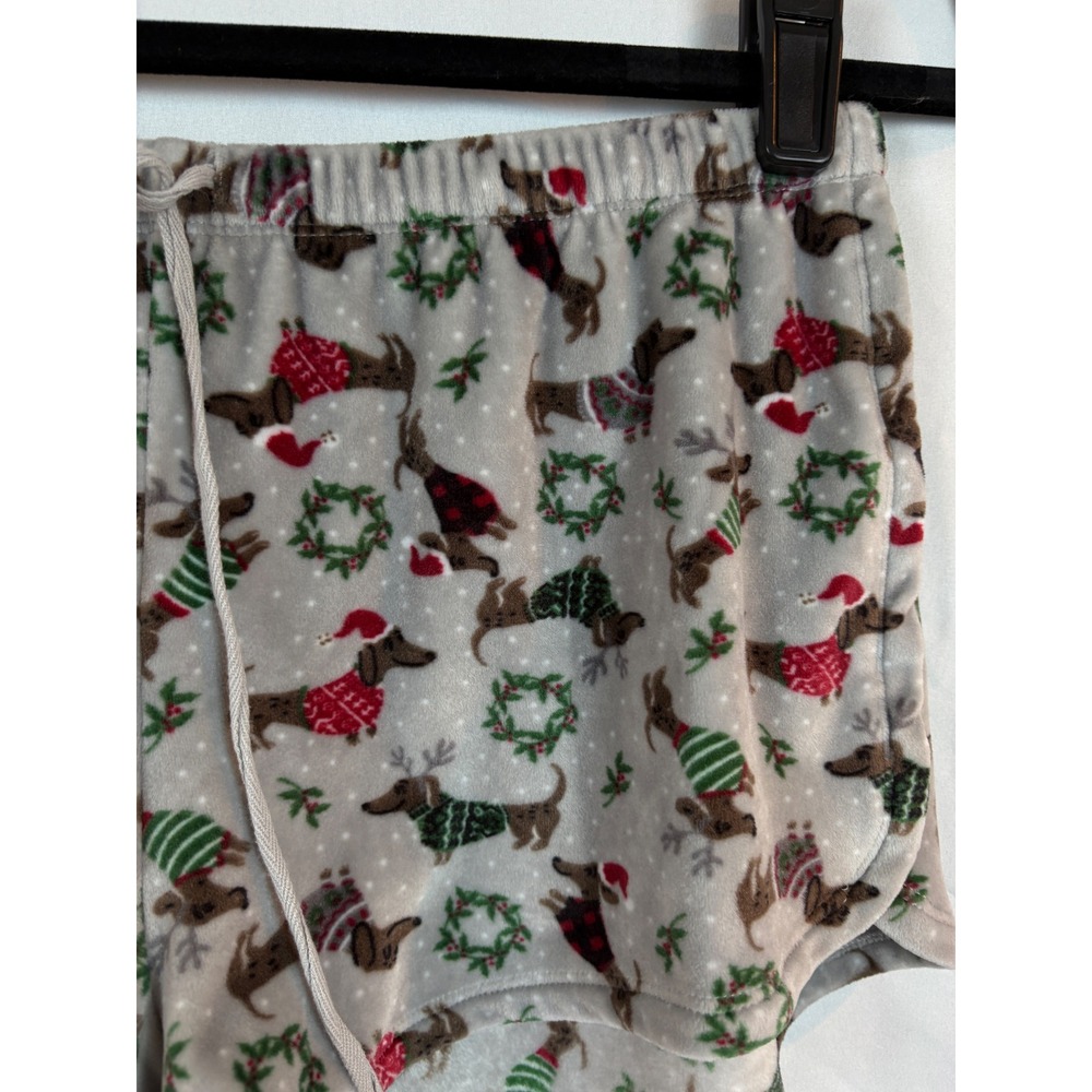 Cynthia Rowley Christmas Dachshund Pajama Shorts Gray Fleece Dog Print Small - Picture 4 of 5